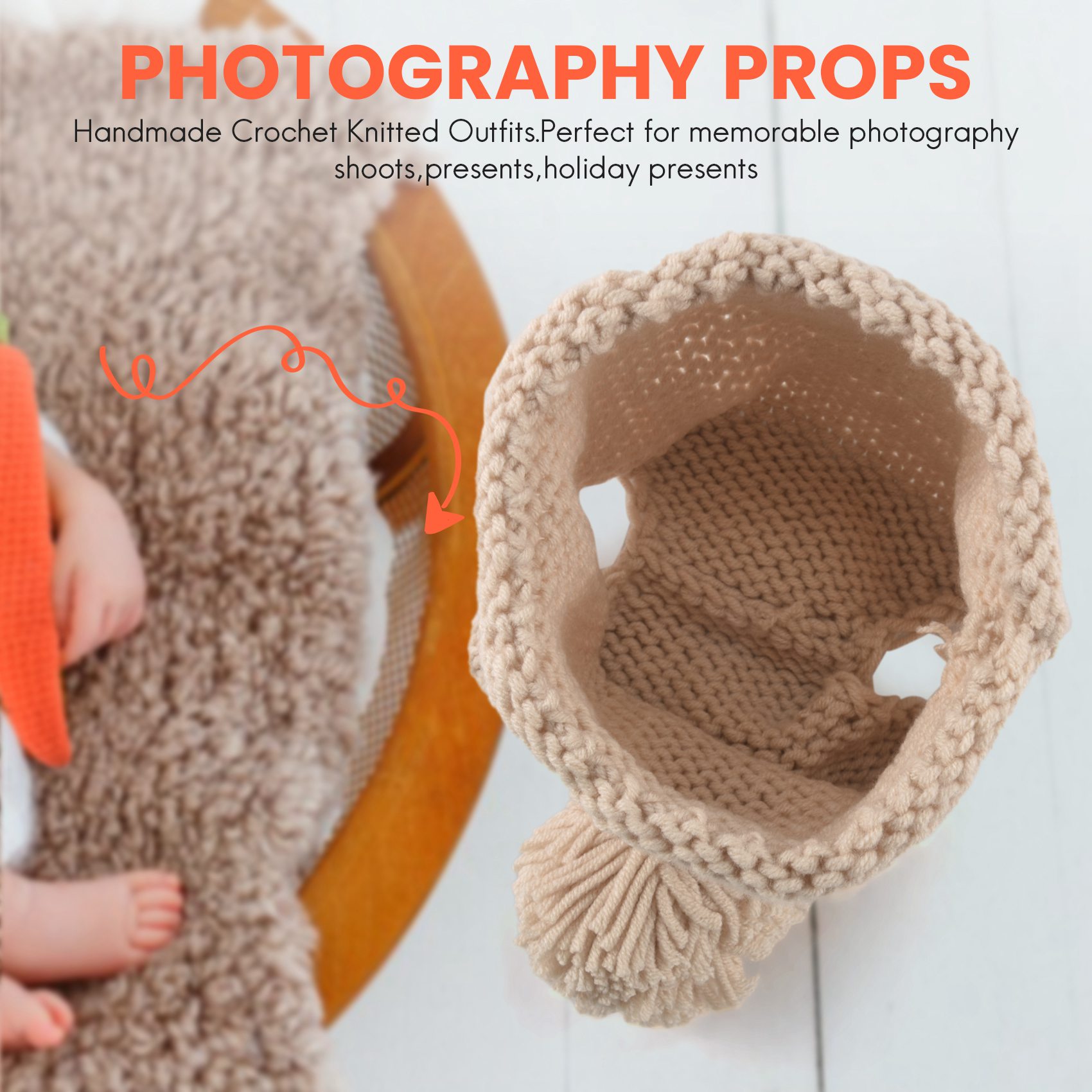 Infant Photography Props Outfit - ABJA-Реквизит для фотосъемки новорожденных, вязаные костюмы