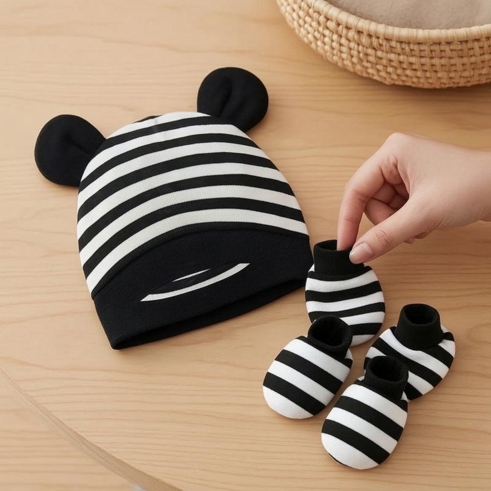 Infant Beanie Hat With Ears - Антицарапные варежки для новорожденных. Набор шапочки